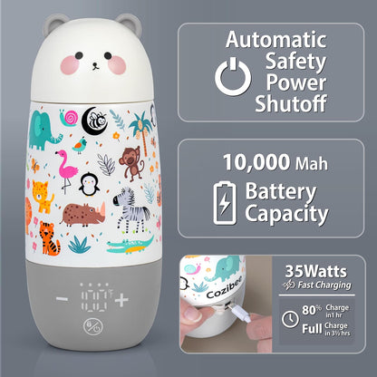 Portable Baby Bottle Warmer – Cordless Travel Warmer, USB-C Fast Charging, 17oz Large Capacity, Precise Temp Control for Breast Milk & Formula, Rechargeable for On-The-Go Newborn Feeding