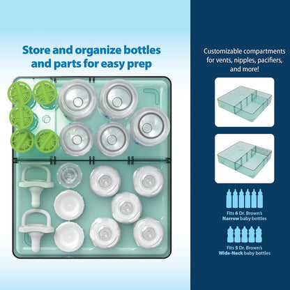 Dr. Brown's Baby Bottle Storage Tray with Customizable Compartments, Store and Organize Bottles, Parts, and Accessories, BPA-Free