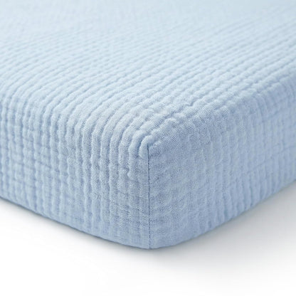 Muslin Bassinet Sheet Compatible with Maxi-COSI Iora & Iora Air Bedside Sleeper - 100% Cotton Rectangular Mattress Pad Cover (33"x20"), Breathable & Soft, Boho (1 Pack Blue)