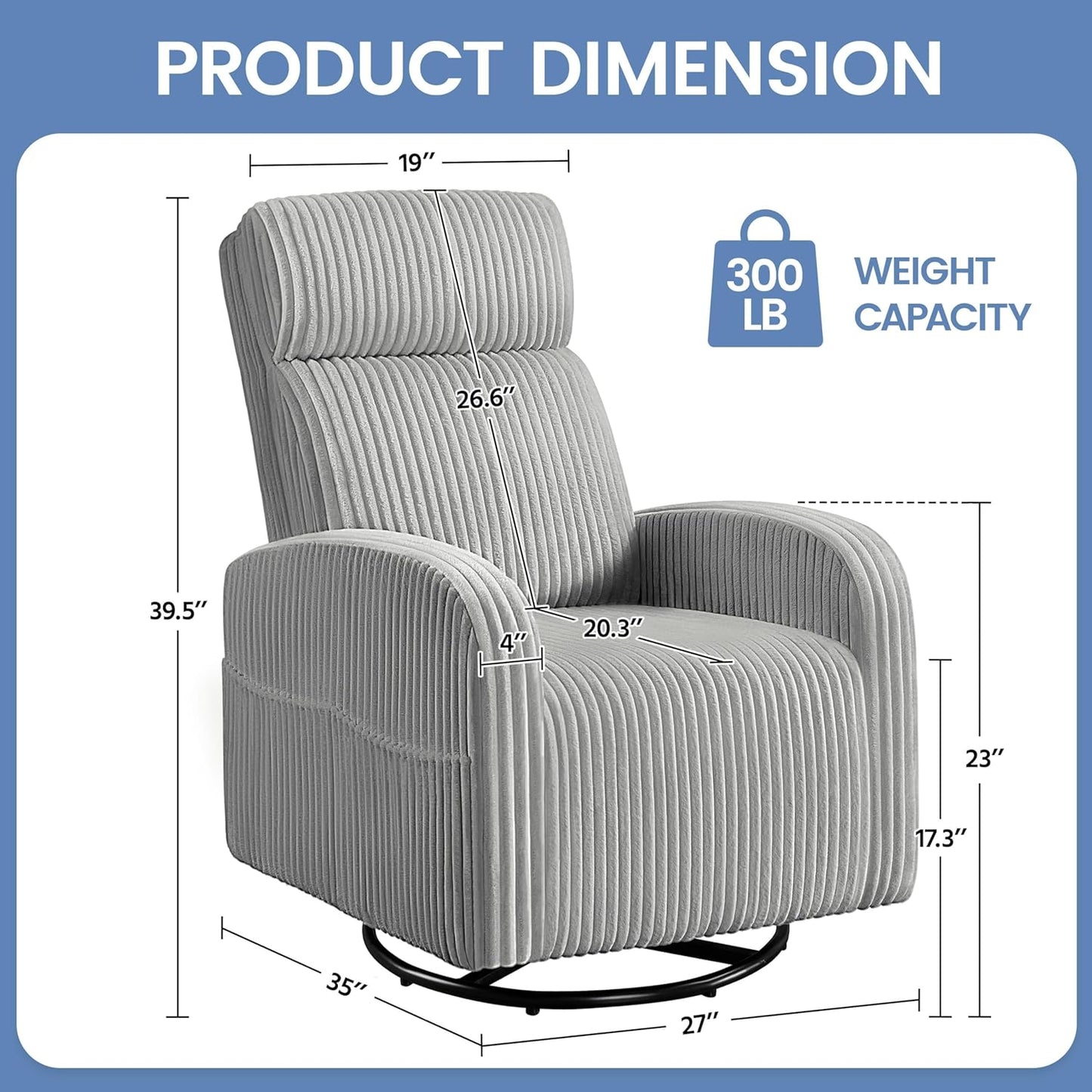Yaheetech 360° Swivel Glider Chair for Nursery, Rocking Chair Nursing Chair with Side Pockets, Corduroy Glider for Living Room with High Back Beige