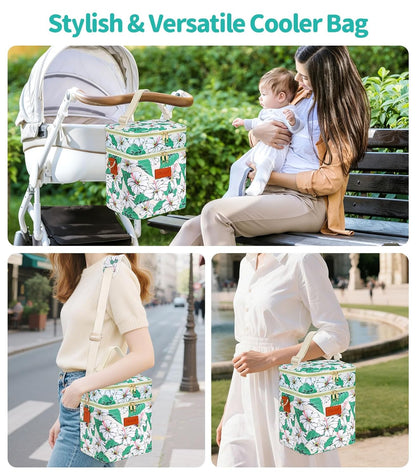 PIIOSER Breastmilk Cooler Bag with Ice Pack Fits 6 Baby Bottles Up to 9 Ounce, Insulated Baby Bottle Tote Bags, Double Layer Waterproof Leak-Proof with Shoulder Strap for Nursing & Working Mom (Grey)