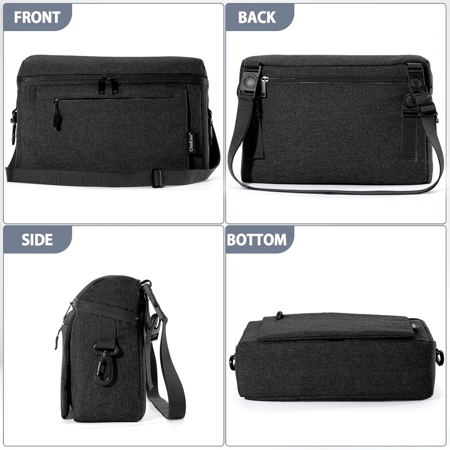 Universal Baby Stroller Organizer Large Space with Insulated Cup Holder Detachable Diaper Bag Adjustable Shoulder Strap Fits All Strollers (grey)
