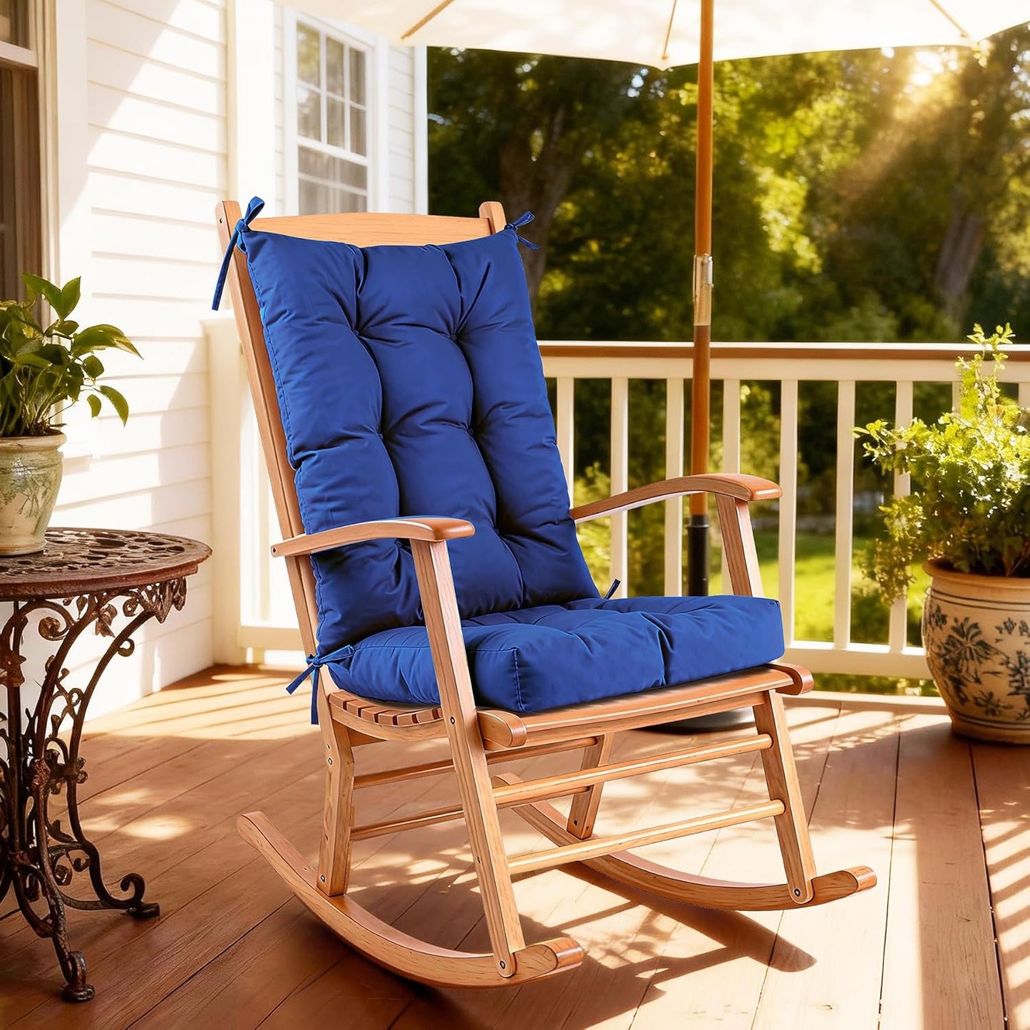 Rocking Chair Cushion with Ties Non-Slip Outdoor Rocking Chair Cushion Set Waterproof Fade-Resistant Porch Garden Patio Glider Rocker Cushions