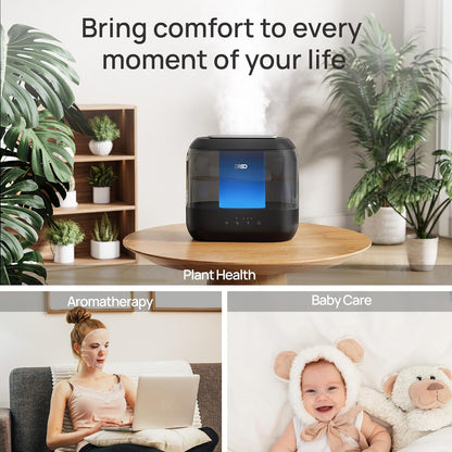 Dreo Humidifiers for Bedroom, 4L Top Fill for Large Room, 36H Runtime, 28 dB Quiet Supersized Cool Mist Air Humidifier for Baby Nursery, Plants, Indoor, Night Light, Easy to Clean & Fill, White