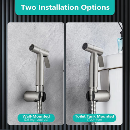 BARROCK Handheld Bidet Sprayer for Toilet, Stainless Steel Metal Made Baby Cloth Diaper Spraying Kit, Bathroom Toilet Bidet Attachment Set for Bathing Pets and Feminine Hygiene, Matte Black