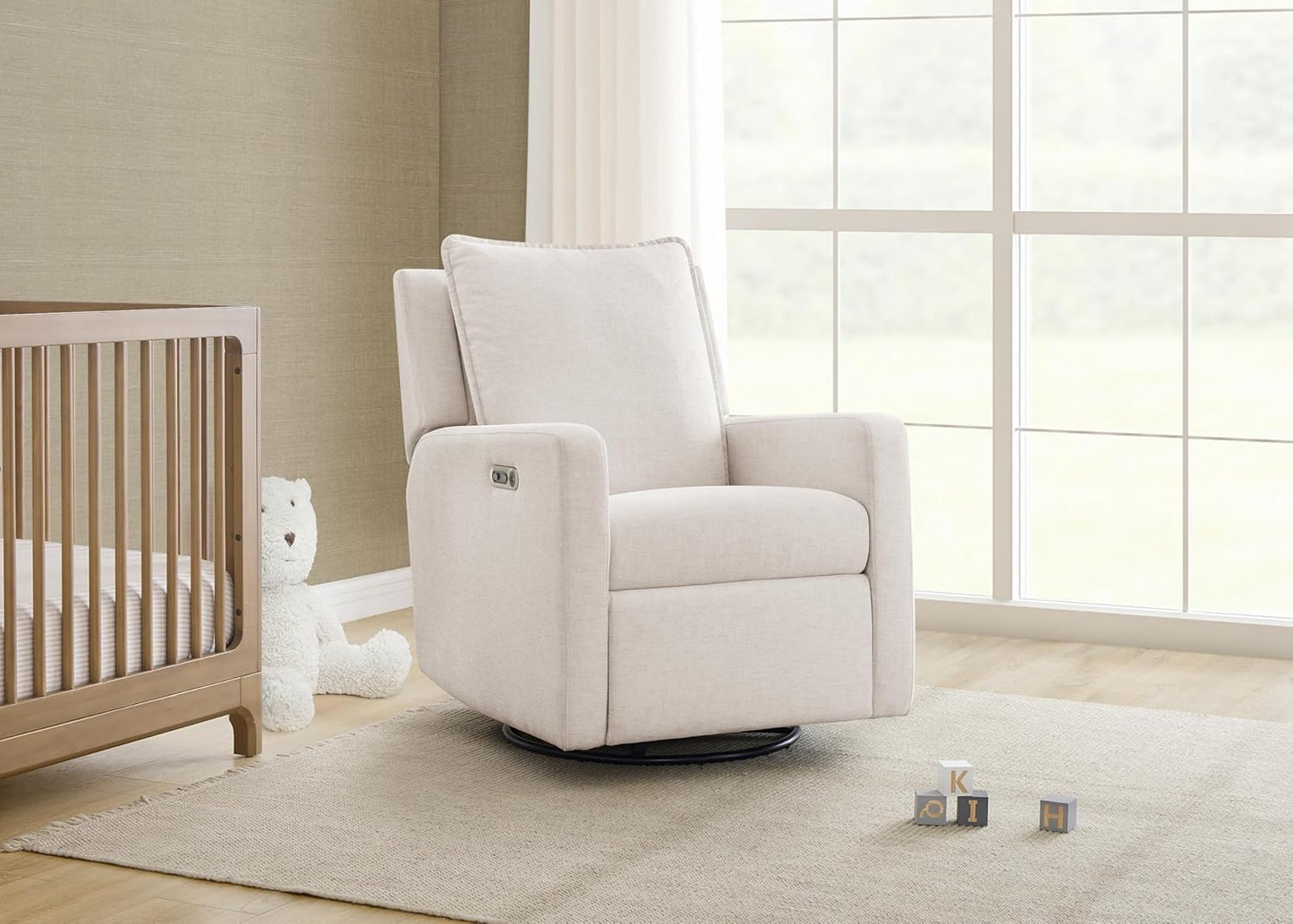 babyGap Harlowe Power Recliner with USB-A and Type-C Ports by Delta Children - Greenguard Gold Certified – Stain-Resistant Performance Fabric is Oeko-TEX Standard 100 Certified, Sand