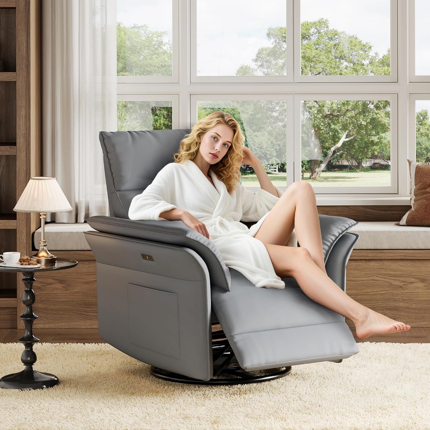 IDEALHOUSE Swivel Rocking Nursery Recliner Chair Rocker Recliner Glider Deep Seat PU Leather Sofa Chair with high Backrest for Nursery, Living Room, Bedroom & Home Movie Theater (Chocolate)