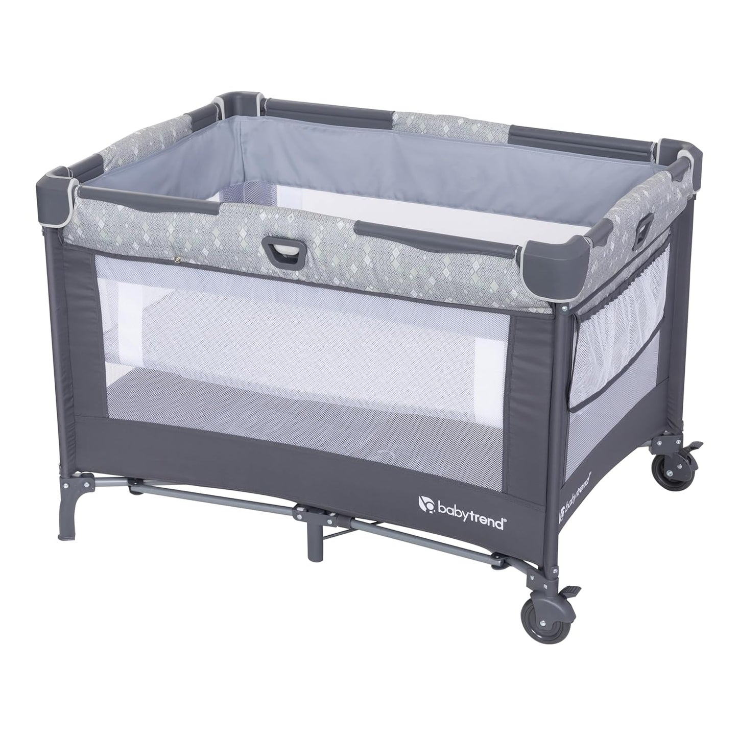 Baby Trend Nursery Den Playard with Snooze Pod and Flip Over Changer, Diamond Sage