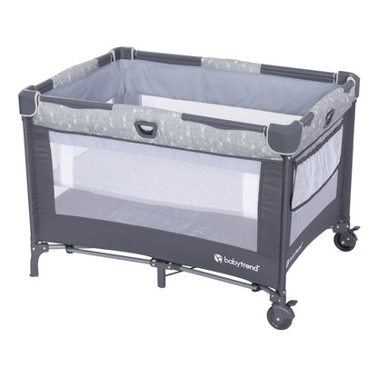 Baby Trend Nursery Den Playard with Snooze Pod and Flip Over Changer, Diamond Sage