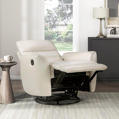 Lexicon 360 Degree Swivel Glider Reclining Chair, Manual Tab Pull Recliner, Leather Match Swivel Glider Recliner with Plush Foam, Sturdy Frame for Living Room/Office/Bedroom, Taupe