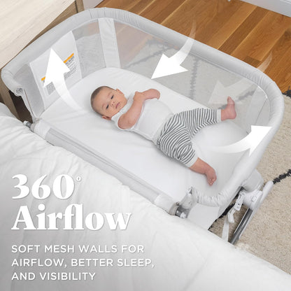 Baby Delight Beside Me Dreamer Bassinet | Bedside Sleeper | 6-Position Height Adjustment | Charcoal Tweed