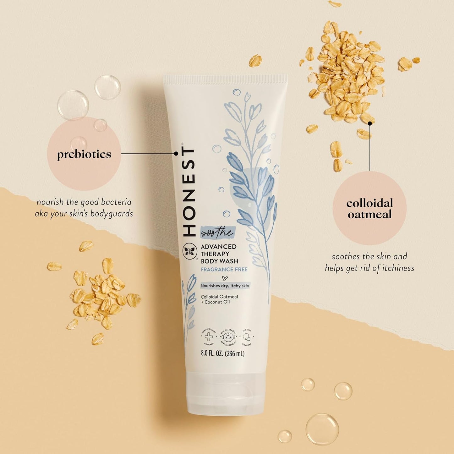 The Honest Company Eczema Soothing Therapy Cream and Skin Protectant, Naturally Derived, Gentle for Baby, Prebiotics Colloidal Oatmeal, 7 oz