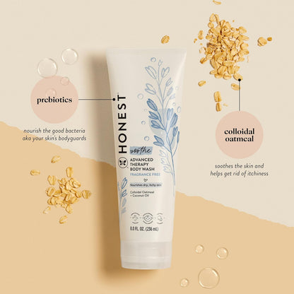 The Honest Company Eczema Soothing Therapy Cream and Skin Protectant, Naturally Derived, Gentle for Baby, Prebiotics Colloidal Oatmeal, 7 oz