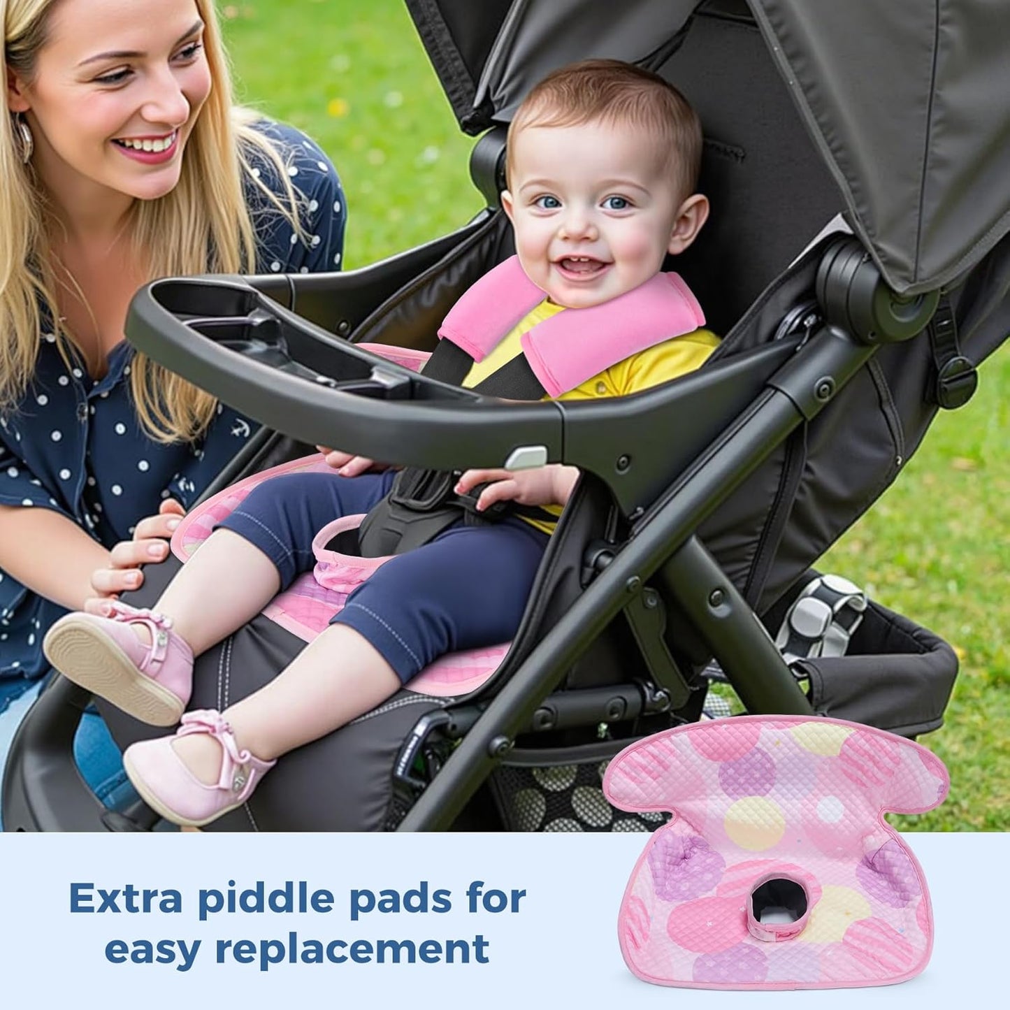 COOLBEBE Car Seat Protector for Potty Training, 2 Pack Dry Waterproof Car Seat Liner Toilet Training & Strap Covers Set for Baby Infant Toddler, Piddle Pads Cover Pad for Strollers, Carseat (Black)