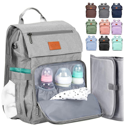 PILLANI Baby Diaper Bag Backpack - Large Waterproof Travel Diaper Bag for Boys & Girls, 16 Organizer Pockets with Changing Pad, Insulated Bottle Pockets & Stroller Straps, Baby Shower Gifts, Dinosaur