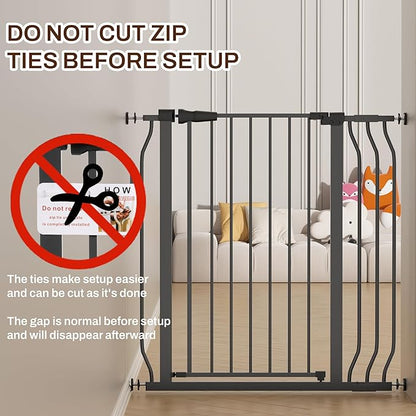 ELEVON Baby Gate for Stairs Doorways, 29.1–38.5" Extra Wide 36” Tall Dog Gate with Auto-Close, Pressure Mounted Walk Through Pet Gate, Graphite