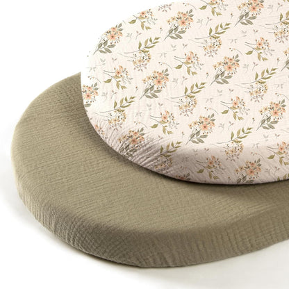lulumoon Muslin Bassinet Sheets for Baby: Soft Bedside Sleeper Bassinet Fitted Sheets for Boys and Girls