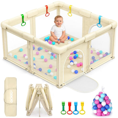 OCATO Baby Playpen Play Pen: Foldable Playpen for Babies and Toddlers Playard for Indoor Outdoor Activity Center Game Fence Safety Area Toddler Play Pen for Babies 6-12 Months Baby Gifts (50" × 50")