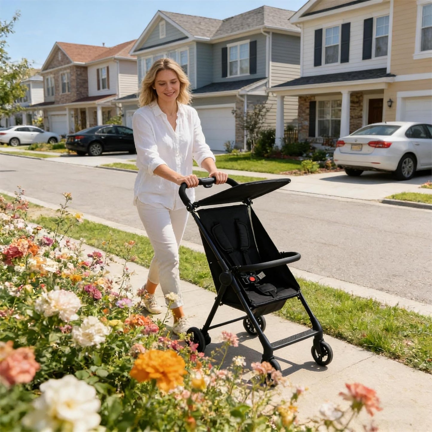 Lightweight Travel Baby Stroller, Compact Foldable Baby Stroller with Sun Visor, Convenience Airplane Strollers, Ultra-Compact One-Hand Foldable Stroller, Baby Airplane Travel Essentials (Grey)
