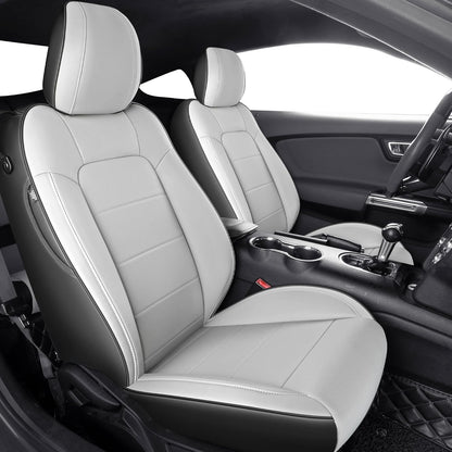 Custom Fit Ford Mustang Convertible Seat Cover 2015 2016 2017 2018 2019 2020 2021 2022 2023 2024 2025 2026, Faux Leather Car Seat Cover Full Set (Convertible-Red+Balck)
