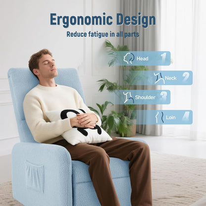 Korser 360° Rocking Chair, Nursery Rocker Chair with Side Pockets, Glider Nursing Chair with Steel Structure Base, Small Chair for Small Spaces, Sherpa Swivel Accent Chairs for Living Room, Nursing