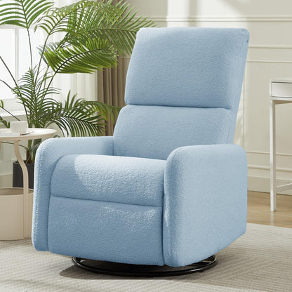 Korser 360° Rocking Chair, Nursery Rocker Chair with Side Pockets, Glider Nursing Chair with Steel Structure Base, Small Chair for Small Spaces, Sherpa Swivel Accent Chairs for Living Room, Nursing