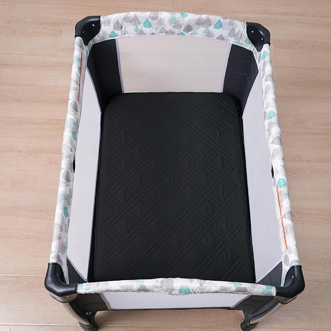 david's kids 2 Pack Waterproof Mini Crib Mattress Protector, Fit Pack N Play, Playard and Mini Crib Mattresses, Ultra Soft Breathable Pad Cover for Boys Girls Neutral, Black Checker