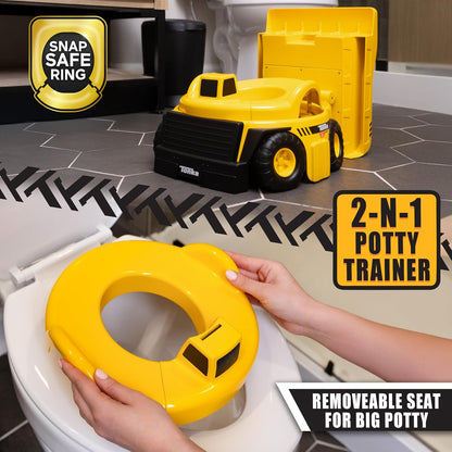 Tonka Dump Truck Potty Trainer for Toddlers, 2-in-1 Potty Chair and Potty Ring with Splash Guard, Built-in Handles, Easy Clean Removable Pot