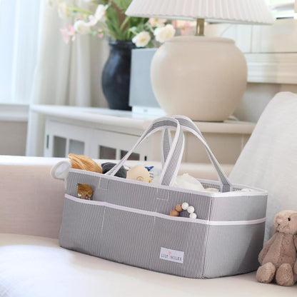 Lily Miles Baby Diaper Caddy Organizer - Large Tote Bag for Newborn essentials Boy or Girl - Baby Shower Basket - Nursery Must Haves - Registry Favorites - Newborn Caddie Car Organizer