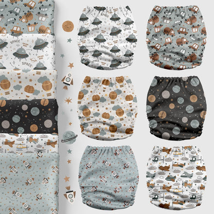 Mama Koala 3.0 Pocket Cloth Diapers for Babies with AWJ Lining, 6 Pack with 6 4-Layer Natural Cloth Diaper Inserts - Reusable and Washable Pocket Diapers(Hardworking Bees) - Colors A