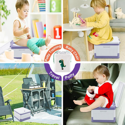 Fabulas Portable Potty for Toddler Travel, Foldable Travel Potty Training Toilet Seat for Kids Boys Girls, Emergency Mobile Toilet In Car for Camping Outdoor Indoor, with 30 Disposable Bags, Blue