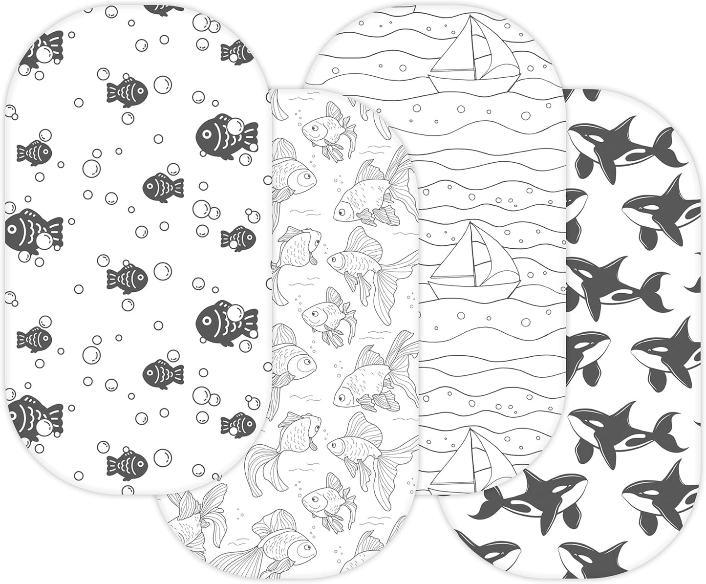 Bassinet Sheets for Papablic, CoZee, Cowiewie, Ezebaby, Nawahev Baby Bassinet Bedside Sleeper by TansyPanda, 3PC, 33x20, Ultra Soft, Breathable Snug Fit, Unisex Boys Girls, Gray White (Space Rockets)