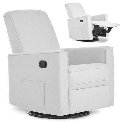 Evolur Raleigh Upholstered Manual Glider Recliner– Rocking & 360° Swivel with Smooth Glide – Greenguard Gold & FSC Certified – Modern Nursery and Living Room Chair in Light Sand