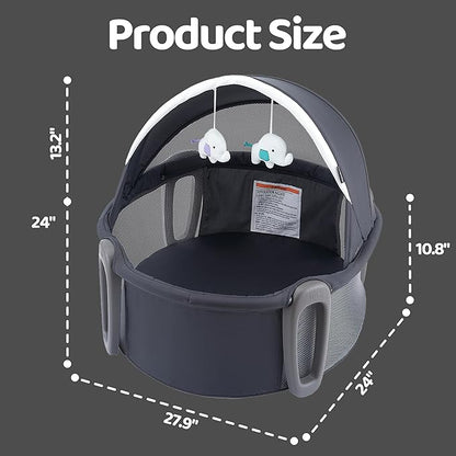 Pamo babe Portable Bassinet and Play Space Baby Dome Travel Crib for Newborn