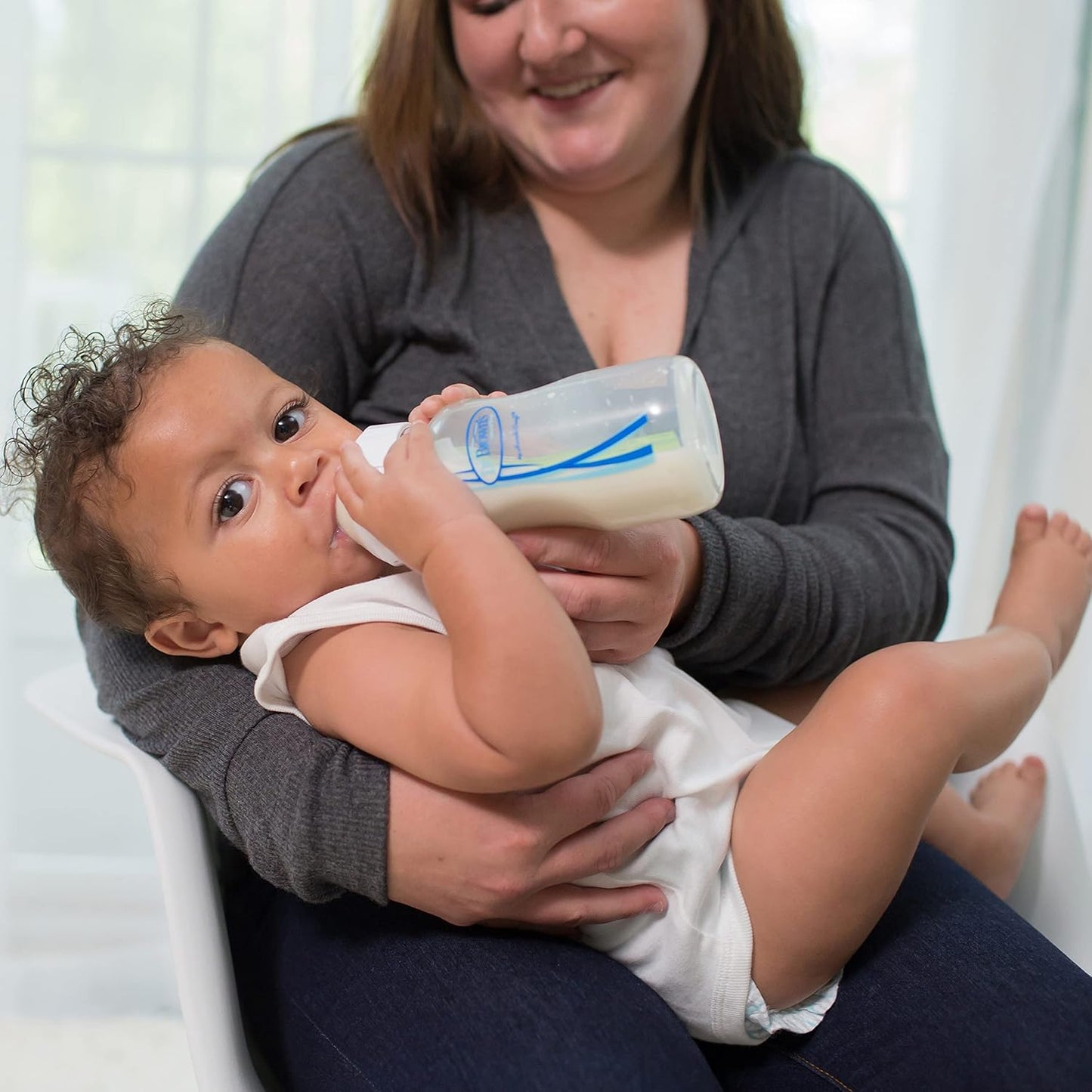 Dr. Brown’s Natural Flow® Anti-Colic Options+™ Wide-Neck Baby Bottles 5 oz/150 mL, with Level 1 Slow Flow Nipple, 4 Pack, 0m+