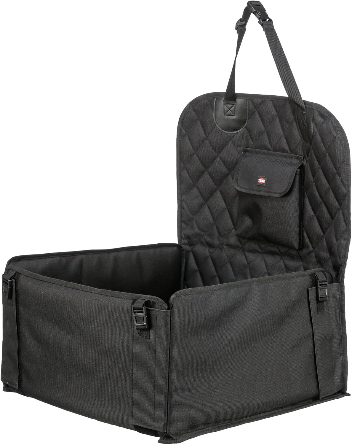 Trixie Convertible Lite Dog Car Seat 19.7 x 14.6 x 15.7 in – Cozy Booster with Safety Tether, Seat-Belt Straps & Side Pockets – Raised Travel Bed with Washable Cushion