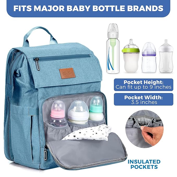 Baby Shower Gifts Diaper Bag Backpack - Large Capacity Baby Bag Backpack, Wide Opening & Easy Access Stylish Baby Diaper Bag - Waterproof, Durable, Travel-Friendly Organizer w/ Foldable Changing Pad