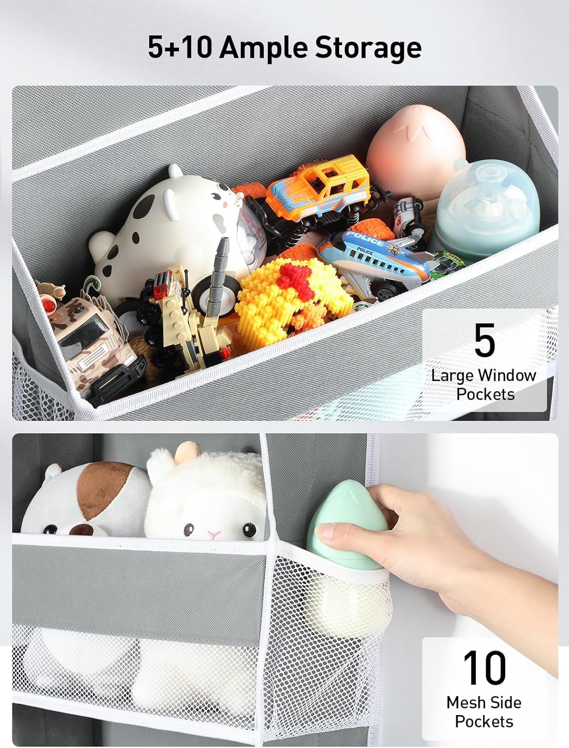 Yecaye 1 Pack Over the Door Organizer, 35.2lbs Load Toy Stuffed Animal Storage, Swing-proof Hanging Bathroom Organizers and Storage for Nursery Newborn Baby Essential Stuff Dorm Room Essentials
