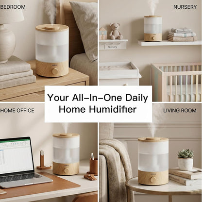 AZEUS 3.5L Ultrasonic Humidifier with 7-Colour Night Light, Aroma Diffuser Compatible Cool Mist Humidifier, Quiet & Adjustable for Bedroom, Nursery, Office