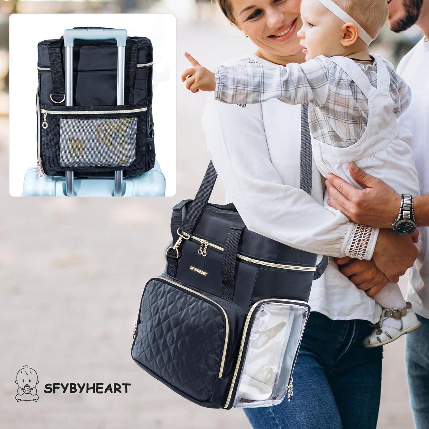 SFYBYHEART Carrying Case Compatible with Baby Brezza Formula Pro Advanced Formula Dispenser Machine Carrying Bag - Baby Formula Mixer Travel Bag with Pockets for Baby Essential, Pumps, Baby Bottles