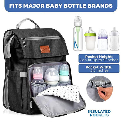 PILLANI Baby Diaper Bag Backpack - Baby Bags for Girls & Boys, Large Waterproof Diaper Backpack - Baby Shower Gifts & Registry Must Haves - Travel Diaper Bags with Changing Pad - Stuff for Newborn