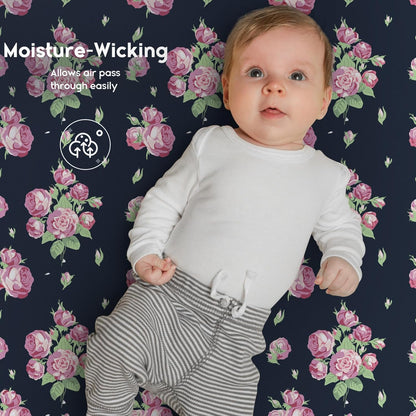 Yoofoss Pack and Play Sheets Fitted, Mini Crib Sheets 2-Pack for Pack N Play Mattress, Stretchy Playard Sheet, Soft and Breathable Green+Giraff