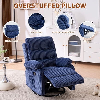 Adult 360° Rocking Recliner Chair，Nursery Rocker Reclining Chair with Side Pocket, a Comfy upholstered Single Sofa Armchair. Suitable for Living Room, Bedroom Nursing use, Velvet Fabric in Beige