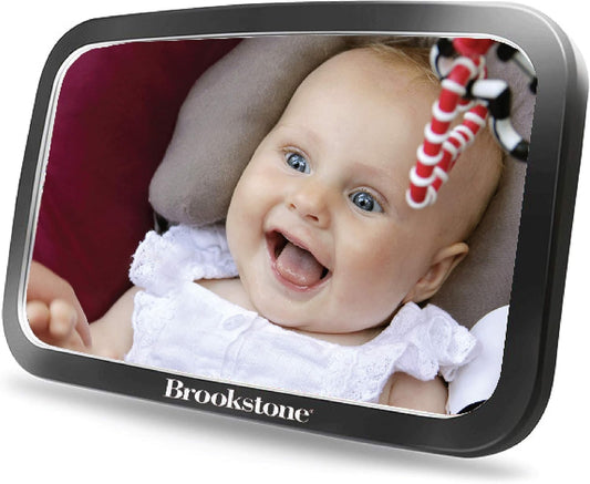 Brookstone Baby Car Mirror, Car Seat Mirror for Newborn, Baby Essentials with Safe Wide Design, Newborn Essentials Must Haves