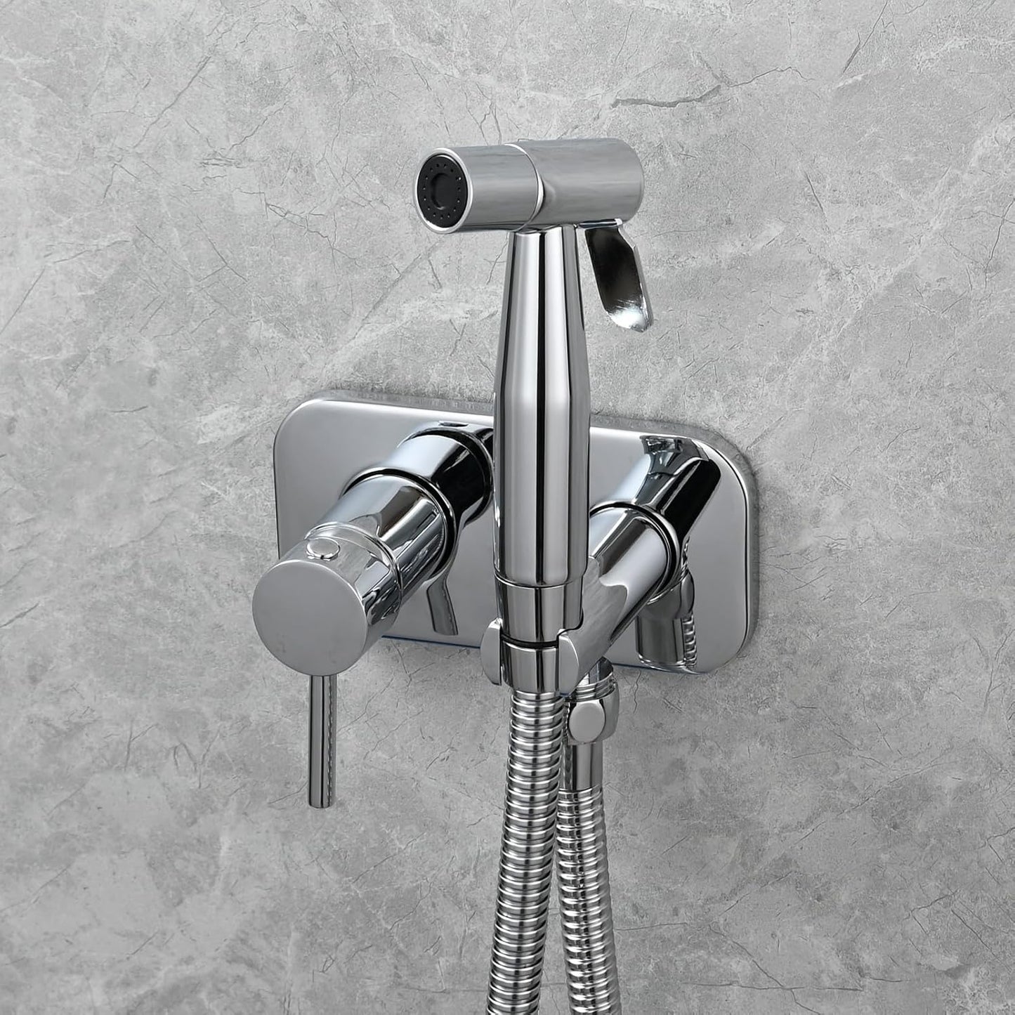 Tecmolog Stainless Steel Bathroom Bidet Sprayer Set Concealed Bidet Sprayer for Toilet Hot and Cold Handheld Cloth Diaper Sprayer Kit