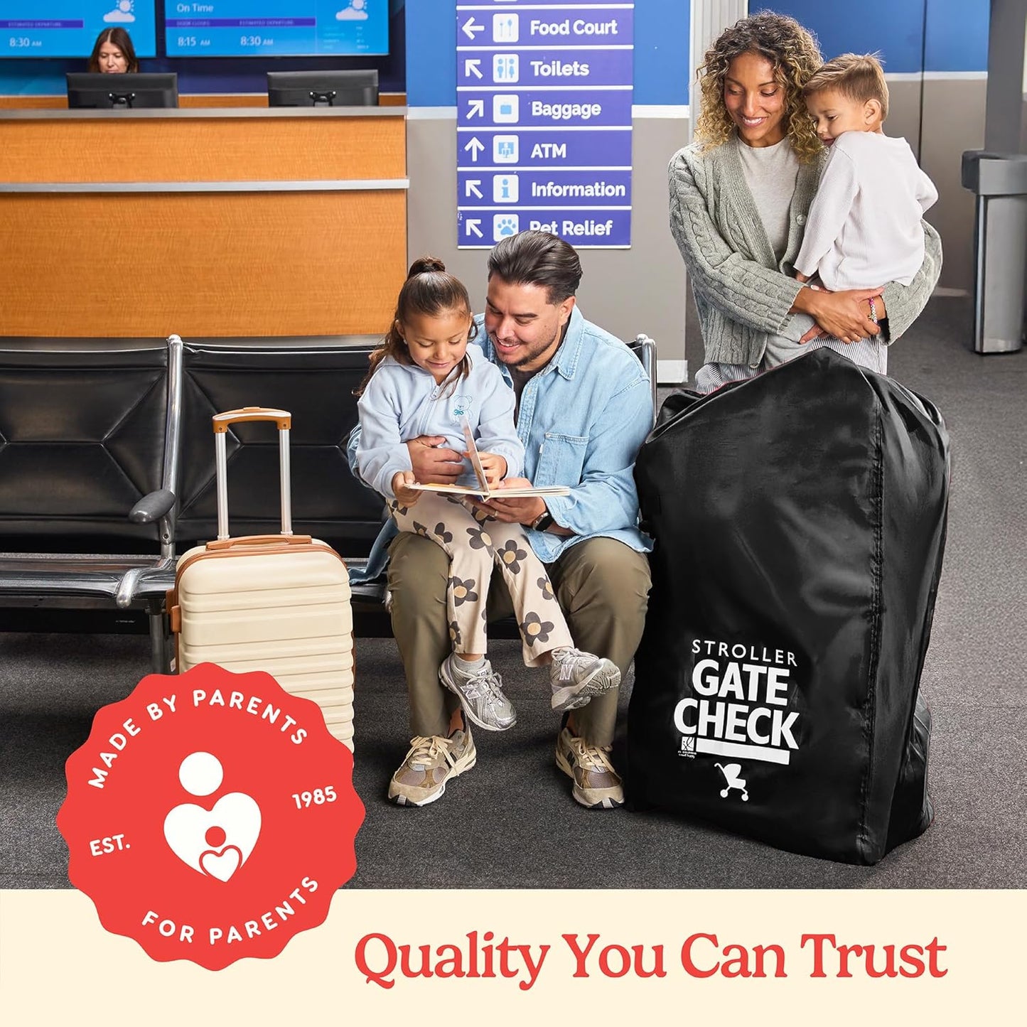 J.L. Childress Gate Check Bag for Single & Some Double Strollers - Travel Bag for Airplane, Fits Most Standard Baby Strollers, Airport Accessories for Gate Check, Flying Essentials - Red