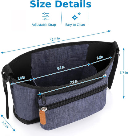 Accmor Universal Stroller Organizer with Detachable Phone Bag, Stroller Bag Caddy Organizer Stroller Accessories for Uppababy, Baby Jogger, Nuna, Doona, Britax Strollers