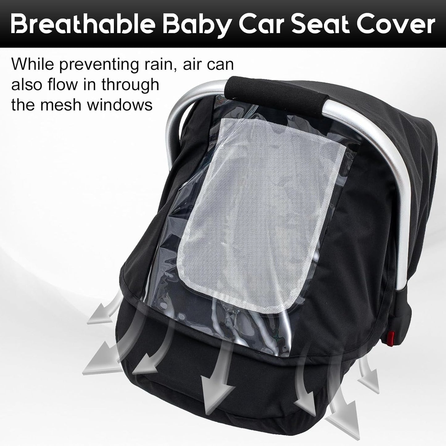 Baby Car Seat Cover, Waterproof Carseat Cover with EVA Transparent Window, Universal Car Seat Rain Cover with Storage Bag, Breathable Baby Carrier Cover for Cold Weather