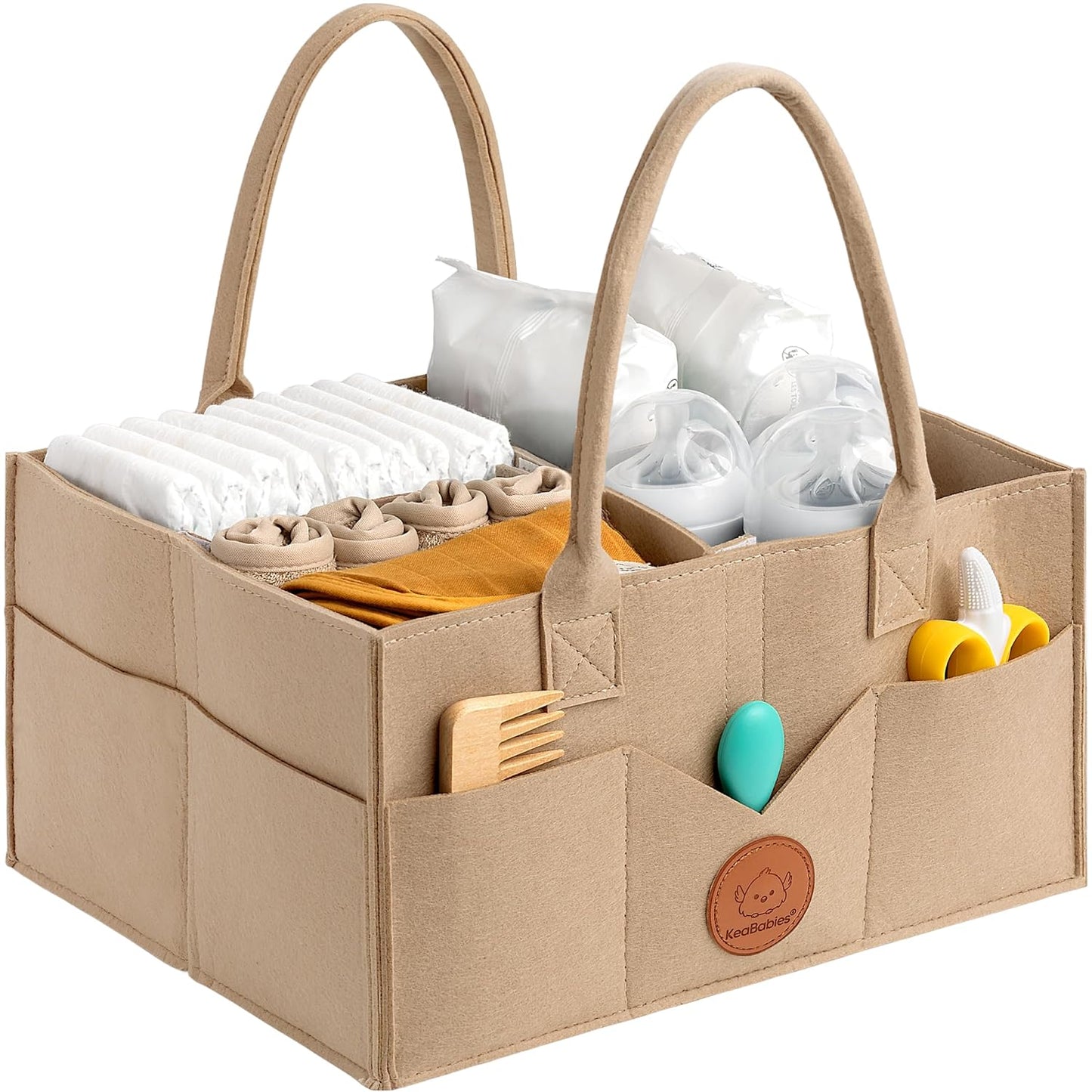 KeaBabies Baby Diaper Caddy Organizer with Handle - Portable Baby Car Organizers and Storage for Nursery, Changing Table, Large Shower Gift Basket for New Mom Gifts & Boy Girl Registry (Mystic Gray)