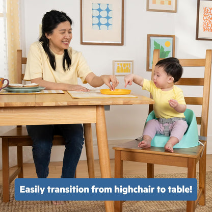 Bright Starts Disney Stitch My Spot Easy-Clean Baby Booster Feeding Chair, 3-Point Harness, Washable Removable Straps, Blue